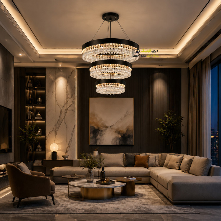 لوستر مدرن دیجی لایتینگ مدل نارسیس سه حلقه 60/40/20