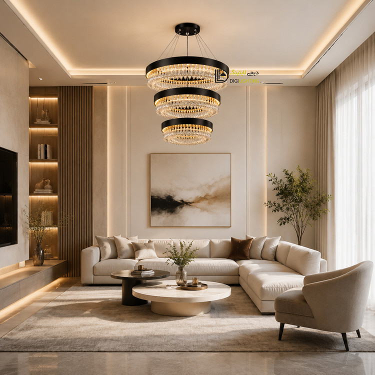 لوستر مدرن دیجی لایتینگ مدل نارسیس سه حلقه 60/40/20